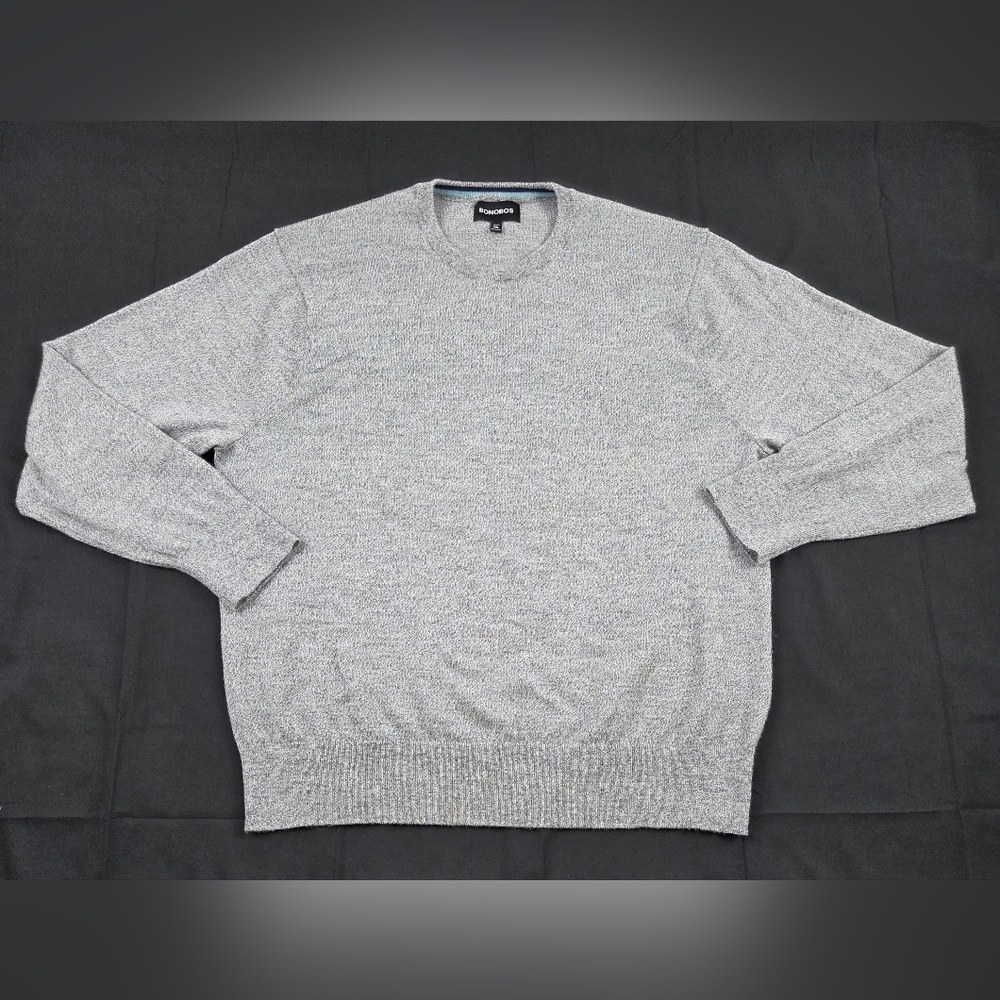 Bonobos Sweater Mens 2XL Gray Long Sleeve Pullover Solid Crewneck Merino Wool